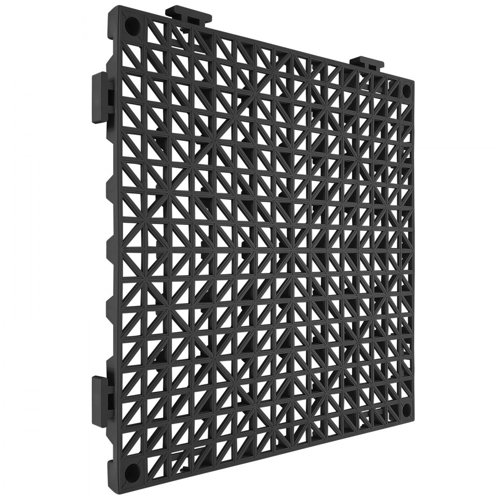 VEVOR Loseta de PVC Losetas Autoventiladas 55 PCS Baldosa de Clip Calada para Suelo 30x30x1,5 cm Baldosa de Jardín de Enclavamiento Drenaje Rápido Interior Exterior para Terraza Cocina Spa Baño, Negro