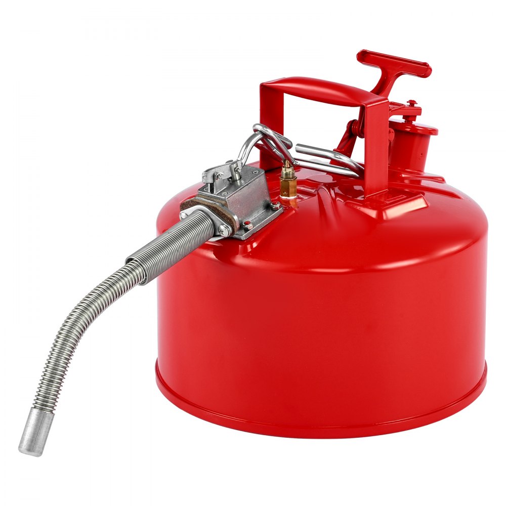 VEVOR Bidón de Seguridad de 9,5 L Tipo II, Acero Laminado en Frío, Resistente a la Corrosión, con Supresor de Llamas, Tapa de Cierre Automático y Pico Metálico Flexible, Color Rojo, 297 x 275 mm