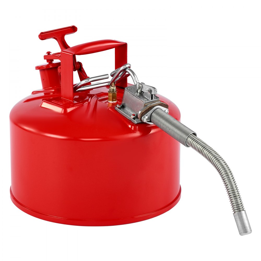 VEVOR Bidón de Seguridad de 9,5 L Tipo II, Acero Laminado en Frío, Resistente a la Corrosión, con Supresor de Llamas, Tapa de Cierre Automático y Pico Metálico Flexible, Color Rojo, 297 x 275 mm