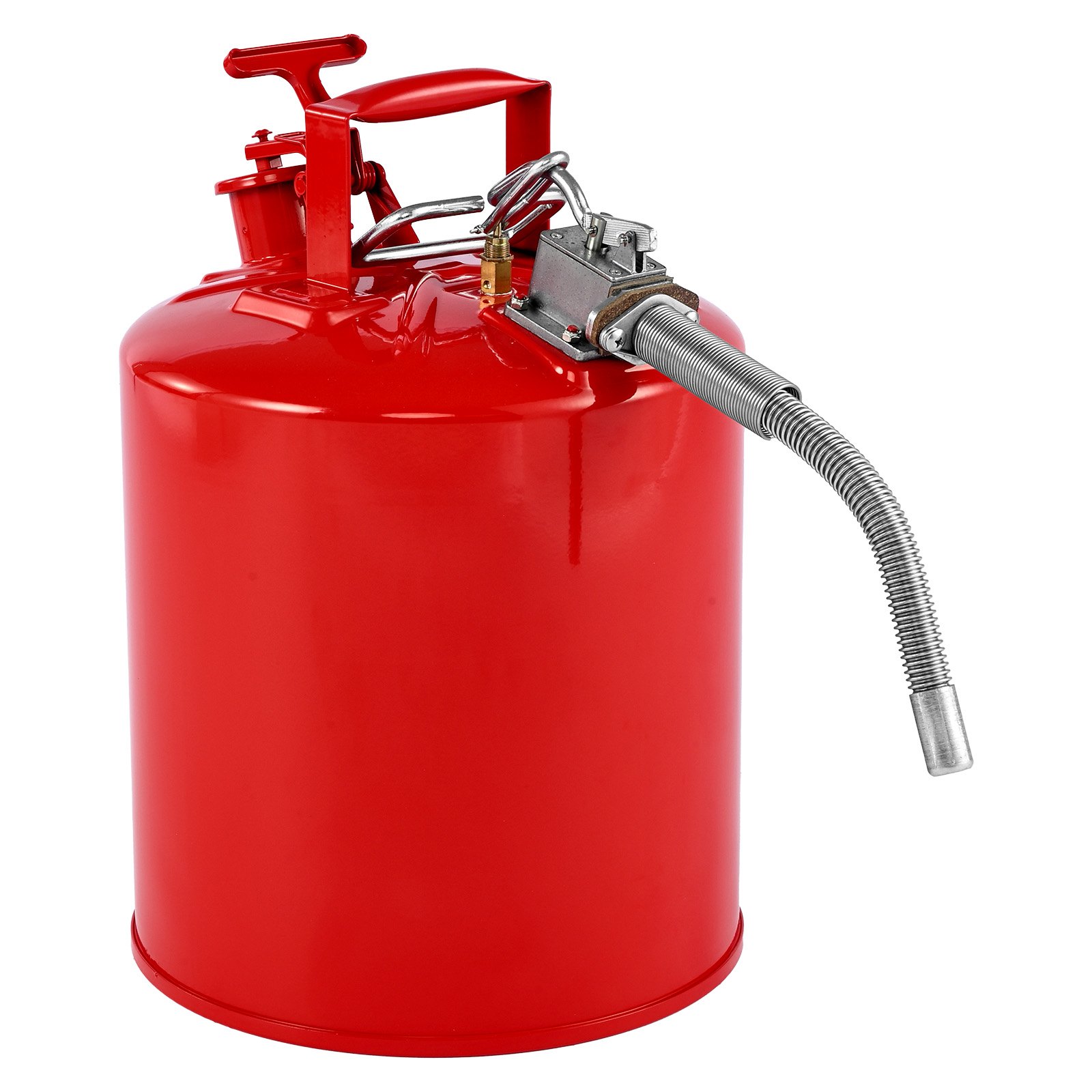 VEVOR Bidón de Seguridad, Contenedor de Seguridad Tipo II de 19 L con Supresor de Llamas, Tapa de Cierre Automático y Pico Metálico Flexible, para Materiales Inflamables, Volor Rojo, 297 x 430 mm