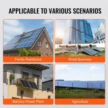 VEVOR Micro inversor solar 600W IP67 Impermeable Aleación Grid Tie Solar Micro Inversor de aluminio Voltaje DC 18-50V con Wifi APP Antena Cable de alimentación para sistemas de paneles solares
