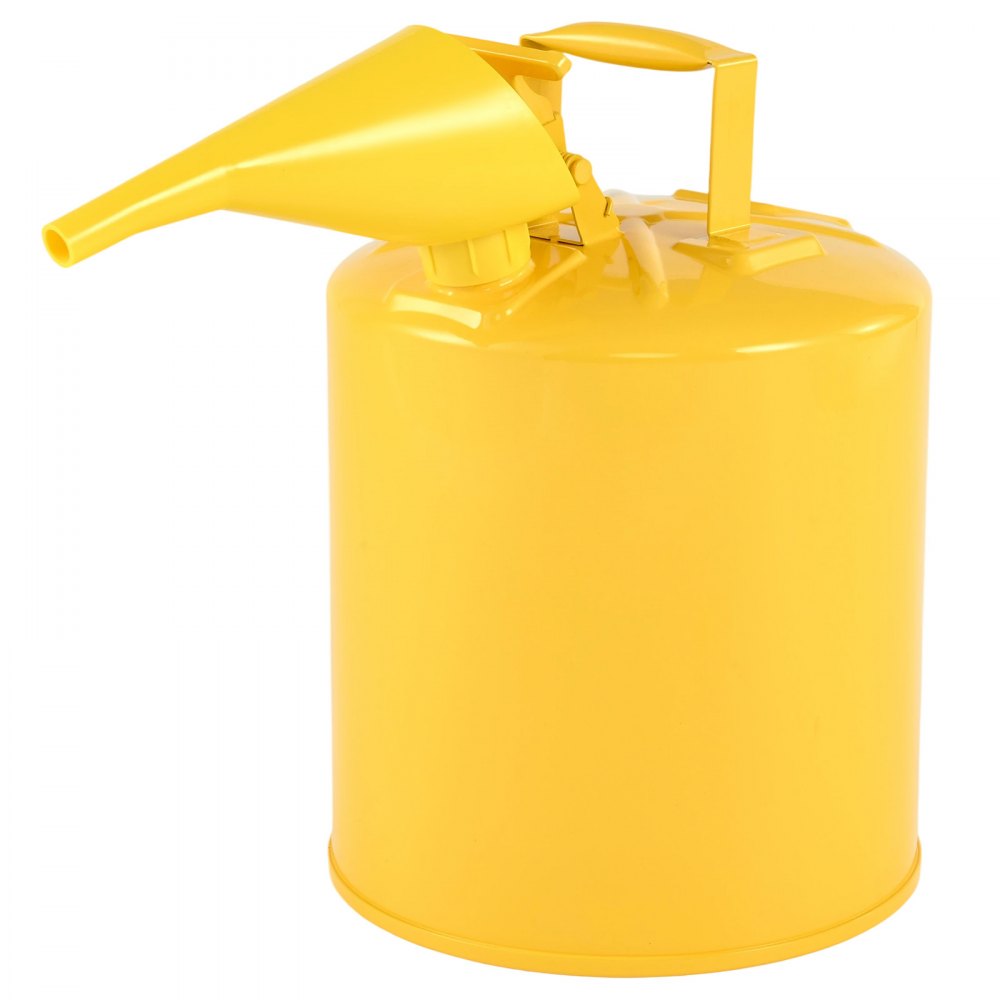 VEVOR Bidón de Combustible Diésel Tipo I 19 L, con Supresor de Llamas, Tapa de Cierre Automático y Embudo de Polietileno, Asa Ergonómica, Contenedor para Almacenamiento de Inflamables, Amarillo