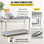 VEVOR Mesa Acero Inoxidable De Trabajo Mesa De Preparación Estante de Plato de Cocina Organizador de Cocina 24 Pulgadas Estante de Almacenamiento