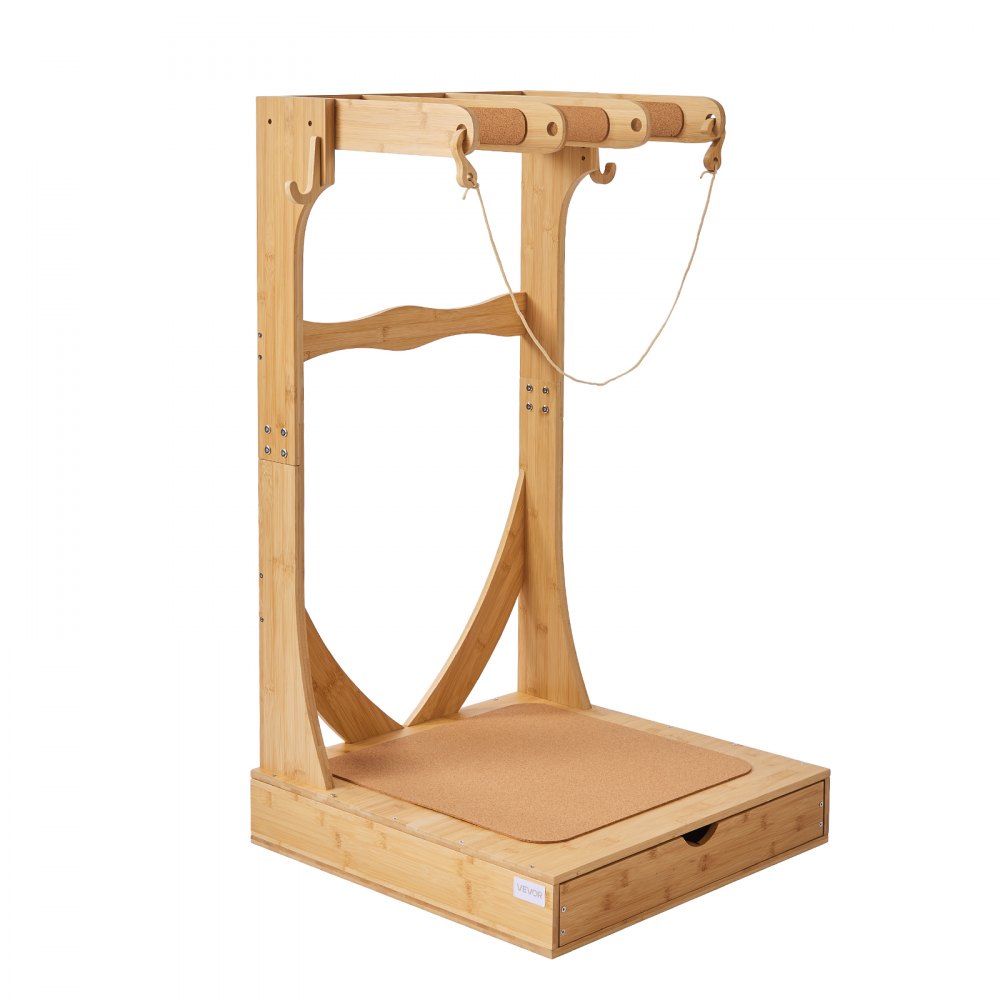 VEVOR Soporte Vertical para Tablas de Surf, Soporte de Madera Independiente de 3 Niveles para Almacenamiento y Exhibición de Tablas de Surf con Ganchos de Madera, Relleno de Corcho y Cajones