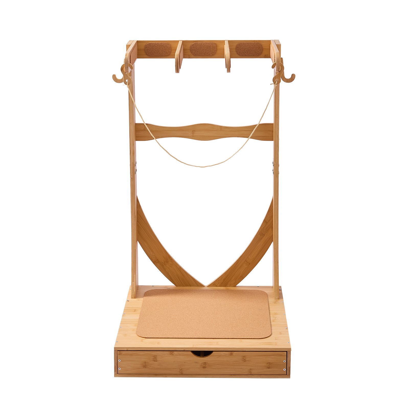VEVOR Soporte Vertical para Tablas de Surf, Soporte de Madera Independiente de 3 Niveles para Almacenamiento y Exhibición de Tablas de Surf con Ganchos de Madera, Relleno de Corcho y Cajones