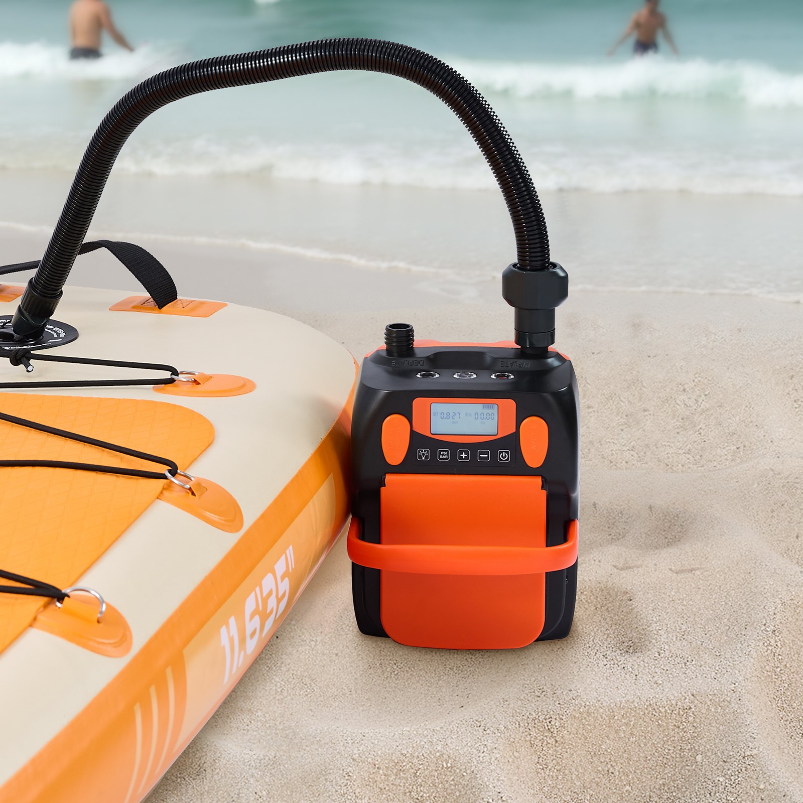 VEVOR Bomba de Aire 137,8 kPa para Tabla de Paddle Surf, Recargable a Batería, Inflado y Desinflado de Dos Etapas con Apagado Automático, para Botes Inflables, 249 x 175 x 133 mm, con Luz LED