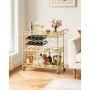 VEVOR Carro de Bebidas con Botellero de 3 Niveles, Carrito de Servicio con Ruedas y Asa, Estantes de Vidrio Espejado, Soporte para Copas, para Sala de Estar, Comedor, Cocina, 88x38x89 cm, Dorado