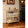 VEVOR Carro de Bebidas 3 Niveles, Carrito de Servicio con Ruedas 91x33x93,5 cm, Estantes de Tabla, Estructura de Hierro, con Botellero, Soporte para Copas, para Sala de Estar, Comedor, Marco Dorado