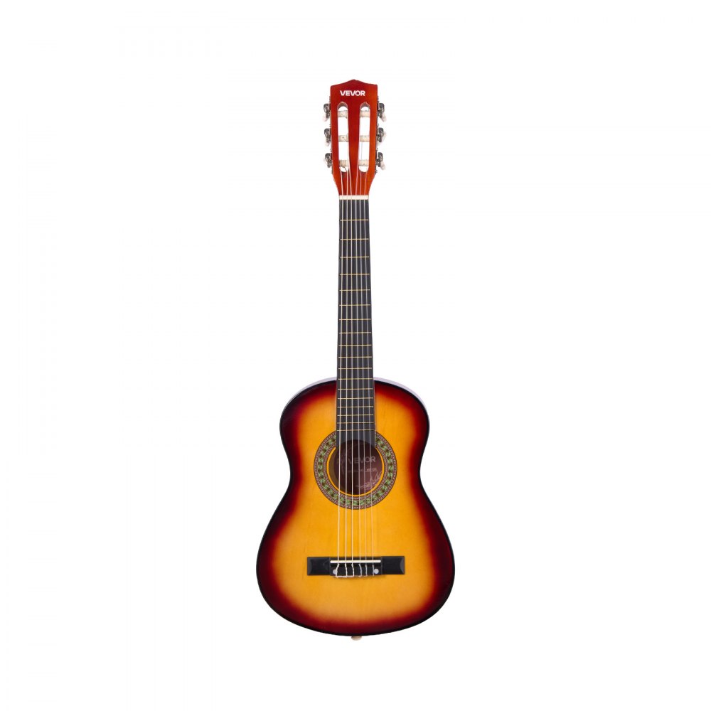 VEVOR Guitarra Clásica, Kit de Guitarra Clásica de Madera de 780 mm con Cuerdas de Nailon, Funda, Correa, Afinador, Cuerdas Adicionales, Púas, Cejilla, Madera de Tilo, Color del Amanecer