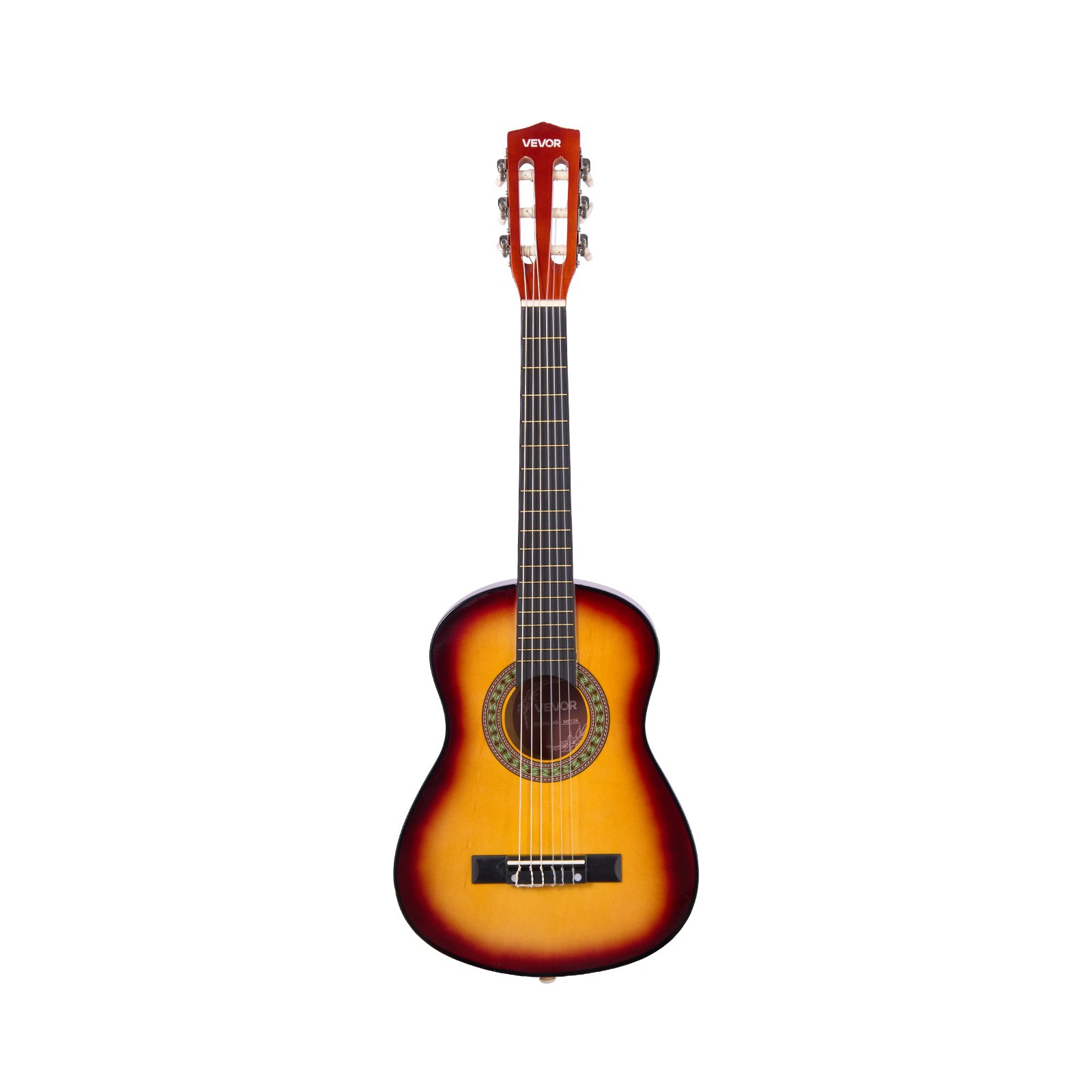 VEVOR Guitarra Clásica, Kit de Guitarra Clásica de Madera de 780 mm con Cuerdas de Nailon, Funda, Correa, Afinador, Cuerdas Adicionales, Púas, Cejilla, Madera de Tilo, Color del Amanecer