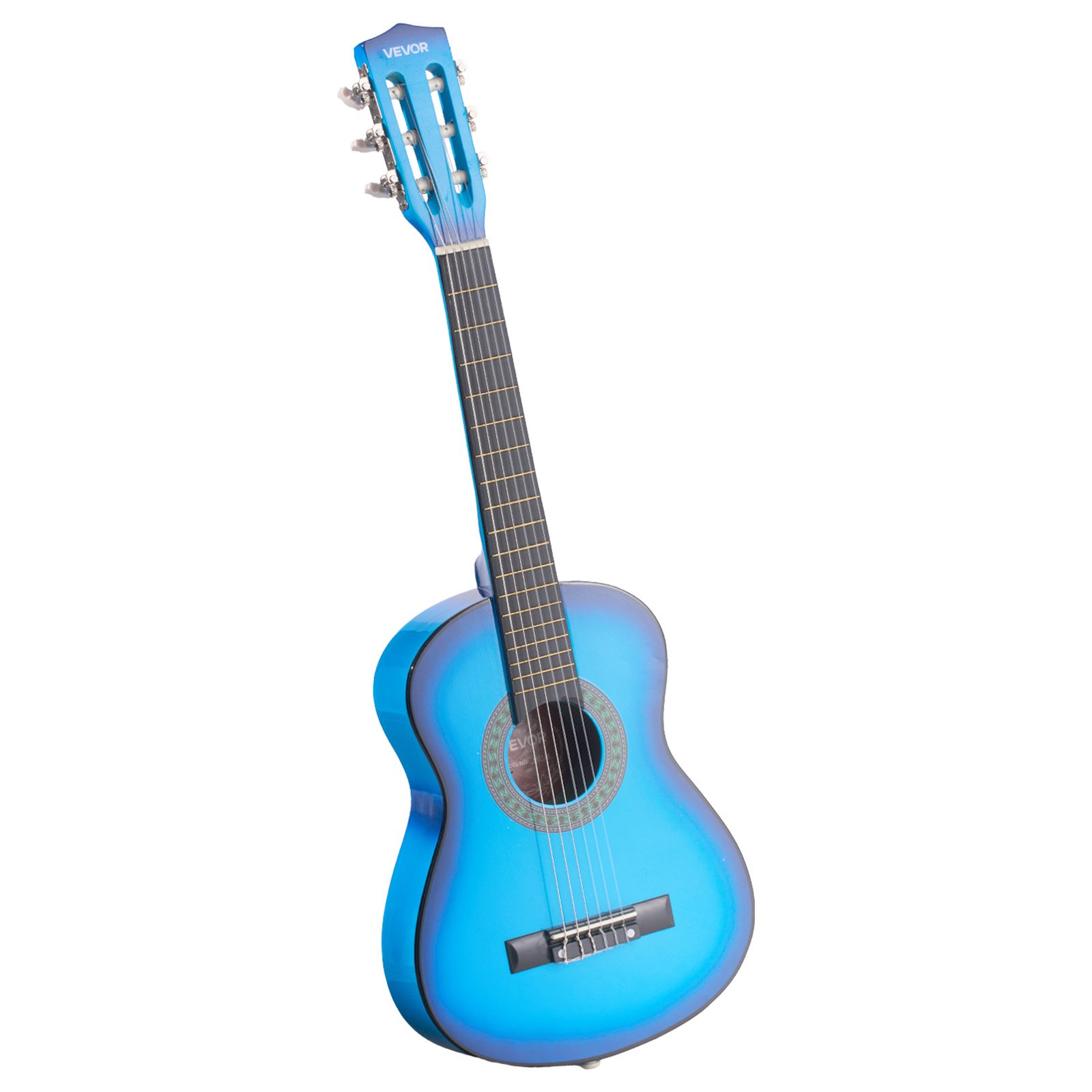 VEVOR Guitarra Clásica, Kit de Guitarra Clásica de Madera de 780 mm con Cuerdas de Nailon, Funda, Correa, Afinador, Cuerdas Adicionales, Púas, Cejilla, Madera de Tilo, para Estudiantes, Azul