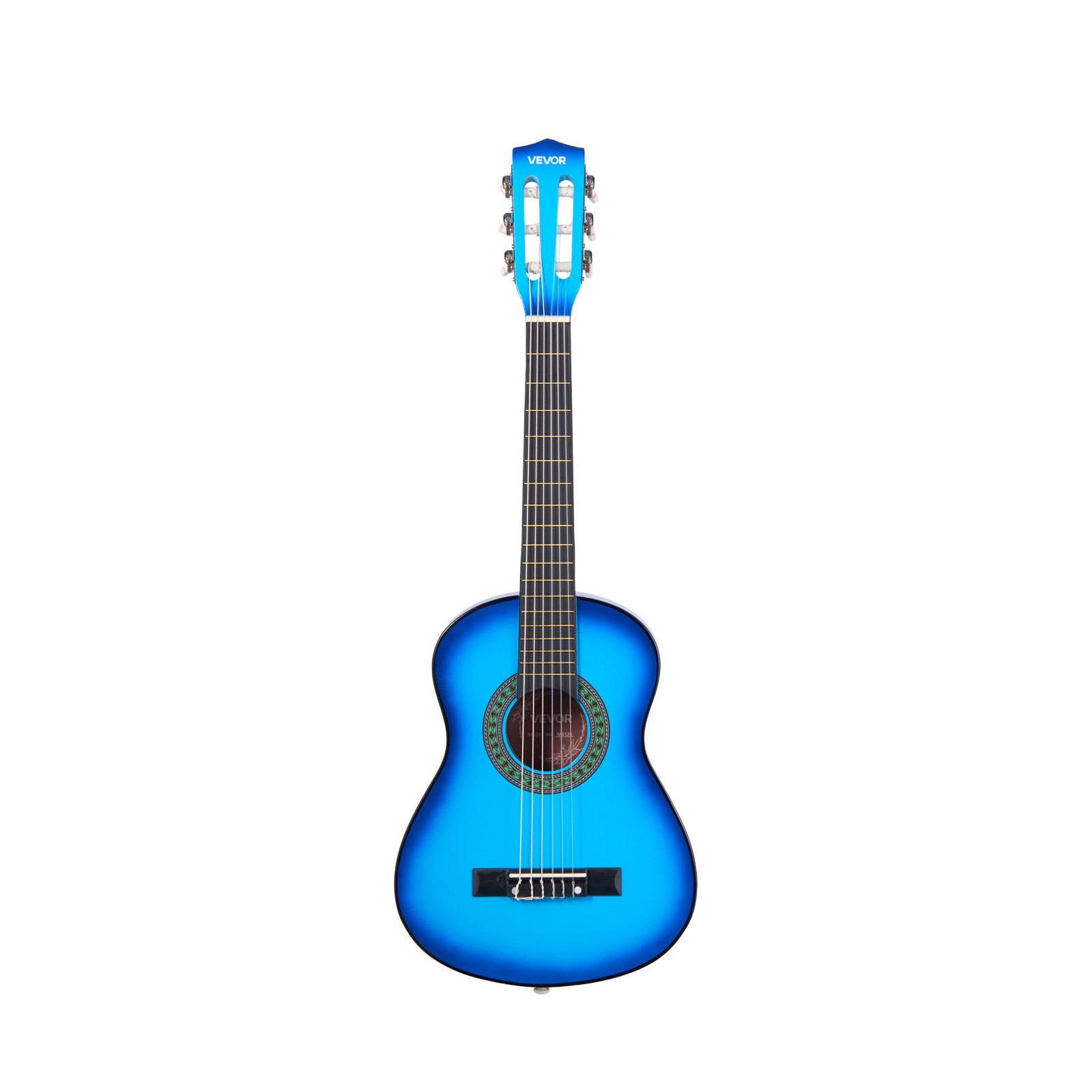 VEVOR Guitarra Clásica, Kit de Guitarra Clásica de Madera de 780 mm con Cuerdas de Nailon, Funda, Correa, Afinador, Cuerdas Adicionales, Púas, Cejilla, Madera de Tilo, para Estudiantes, Azul