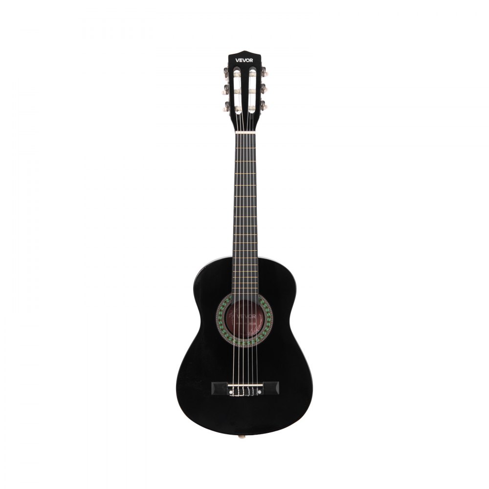 VEVOR Guitarra Clásica, Kit de Guitarra Clásica de Madera de 780 mm con Cuerdas de Nailon, Funda, Correa, Afinador, Cuerdas Adicionales, Púas, Cejilla, Madera de Tilo, para Estudiantes, Negro