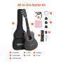 VEVOR Guitarra Clásica, Kit de Guitarra Clásica de Madera de 780 mm con Cuerdas de Nailon, Funda, Correa, Afinador, Cuerdas Adicionales, Púas, Cejilla, Madera de Tilo, para Estudiantes, Negro