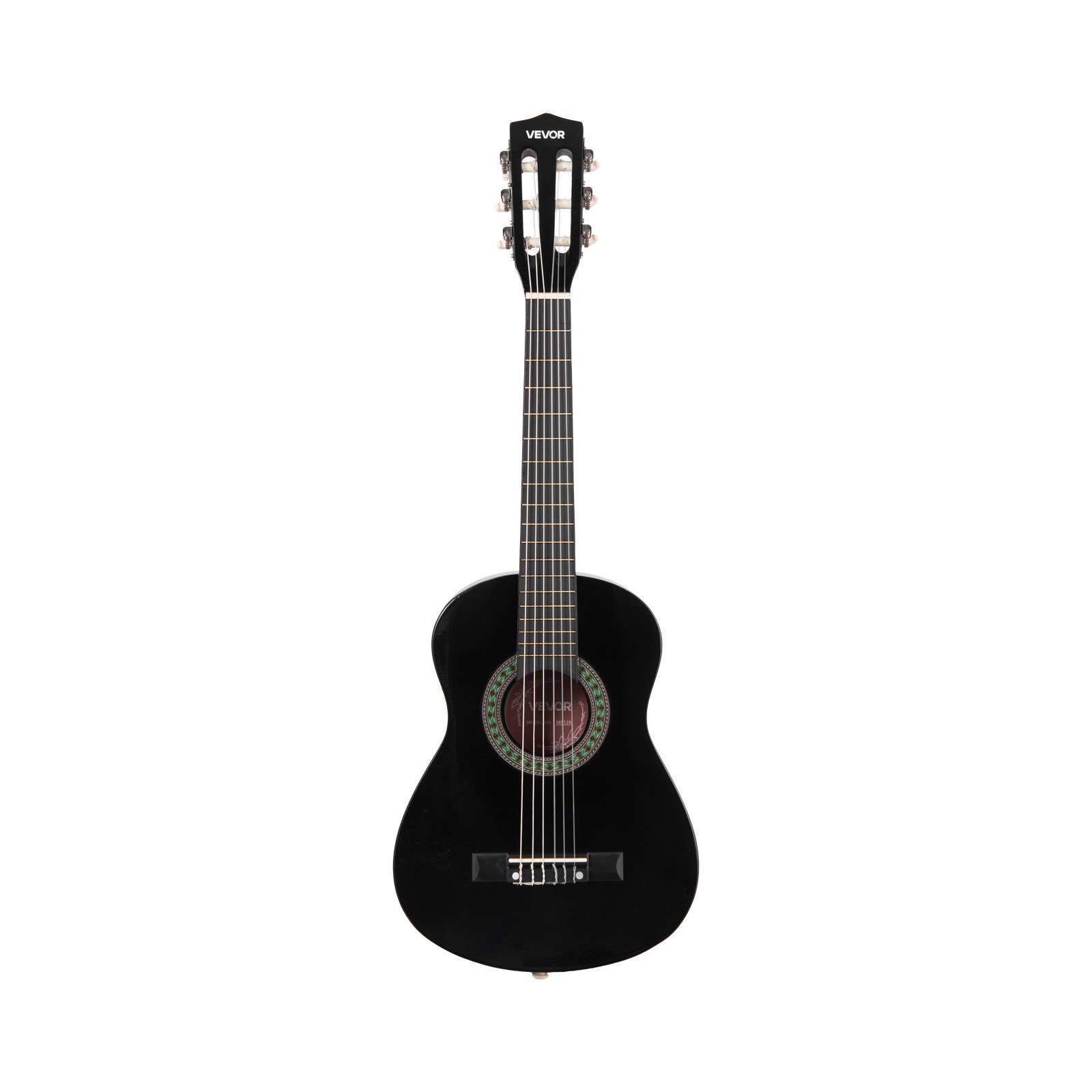 VEVOR Guitarra Clásica, Kit de Guitarra Clásica de Madera de 780 mm con Cuerdas de Nailon, Funda, Correa, Afinador, Cuerdas Adicionales, Púas, Cejilla, Madera de Tilo, para Estudiantes, Negro