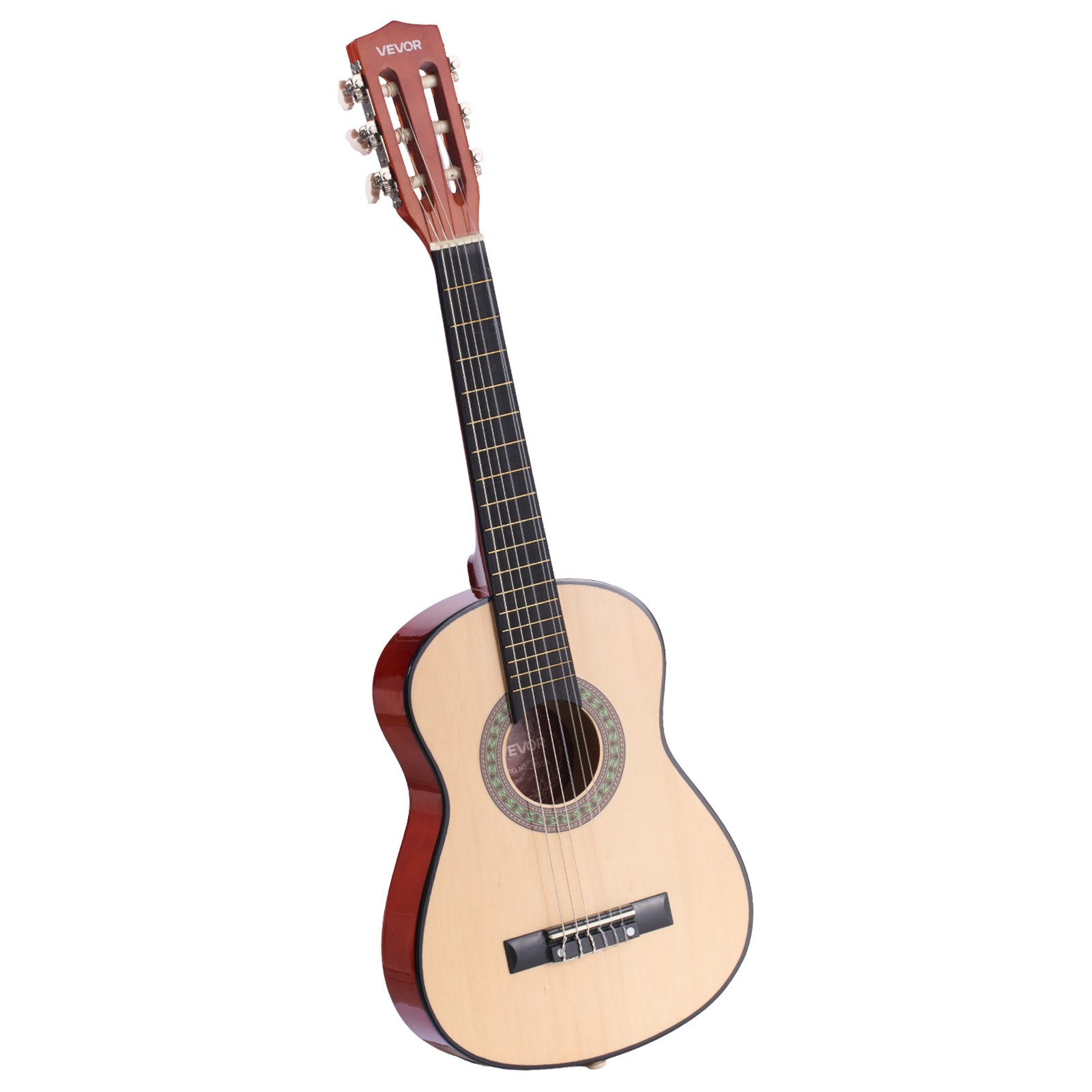 VEVOR Guitarra Clásica, Kit de Guitarra Clásica de Madera de 780 mm con Cuerdas de Nailon, Funda, Correa, Afinador, Cuerdas Adicionales, Púas, Cejilla, Madera de Tilo, para Estudiantes, Natural