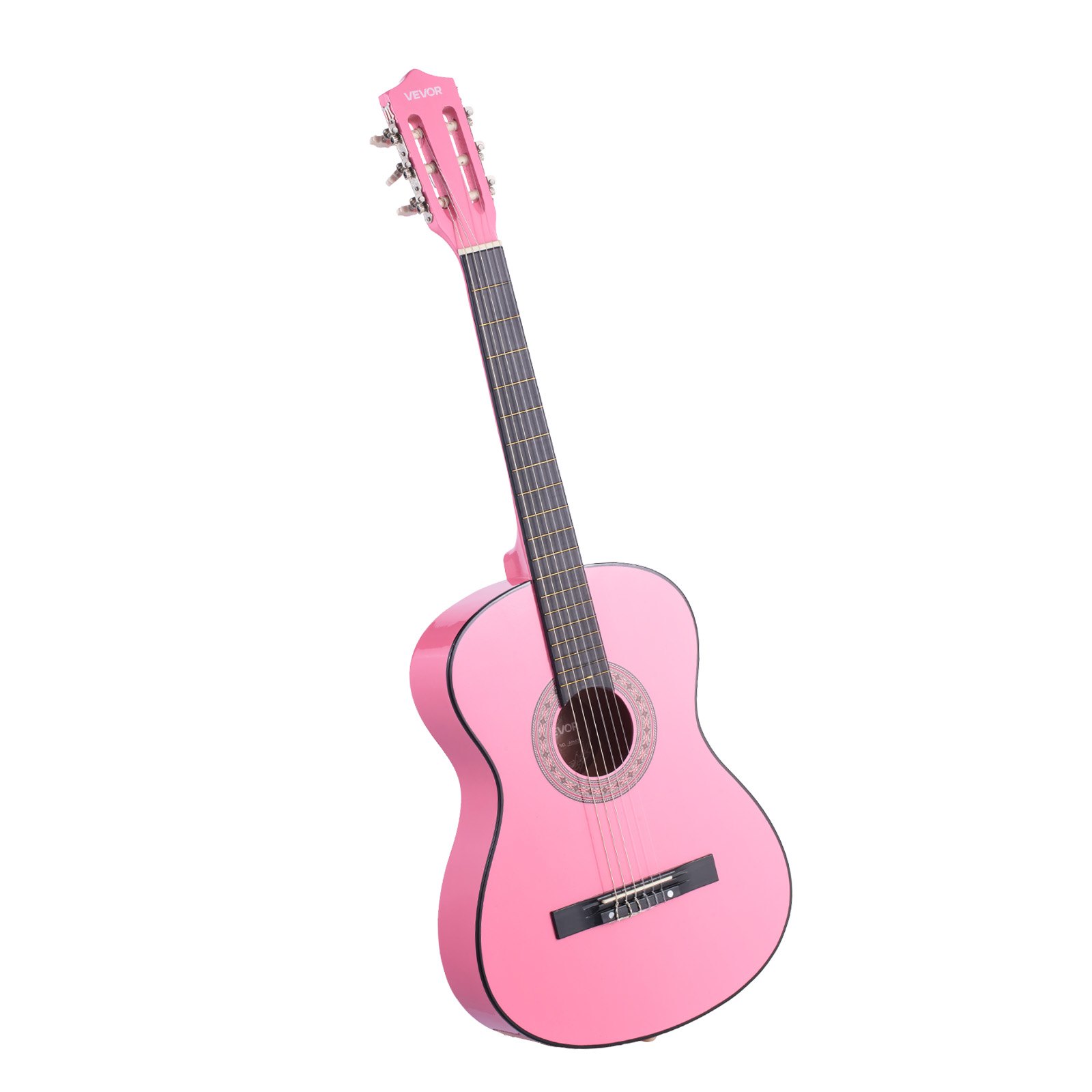 VEVOR Guitarra Clásica, Kit de Guitarra Clásica de Madera de 960 mm con Cuerdas de Nailon, Funda, Correa, Afinador, Cuerdas Adicionales, Púas, Cejilla, Madera de Tilo, para Estudiantes, Rosa