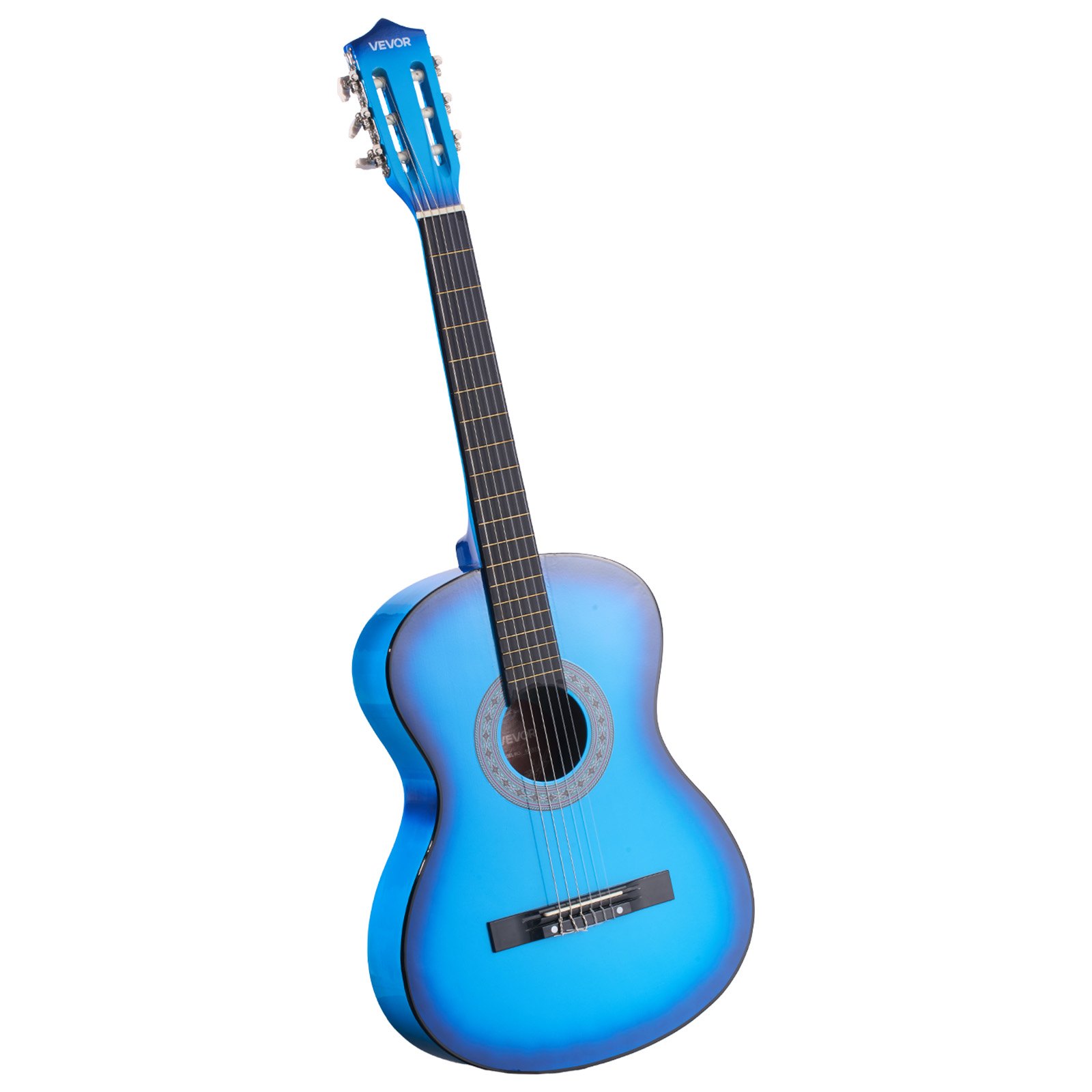VEVOR Guitarra Clásica, Kit de Guitarra Clásica de Madera de 960 mm con Cuerdas de Nailon, Funda, Correa, Afinador, Cuerdas Adicionales, Púas, Cejilla, Madera de Tilo, para Estudiantes, Azul