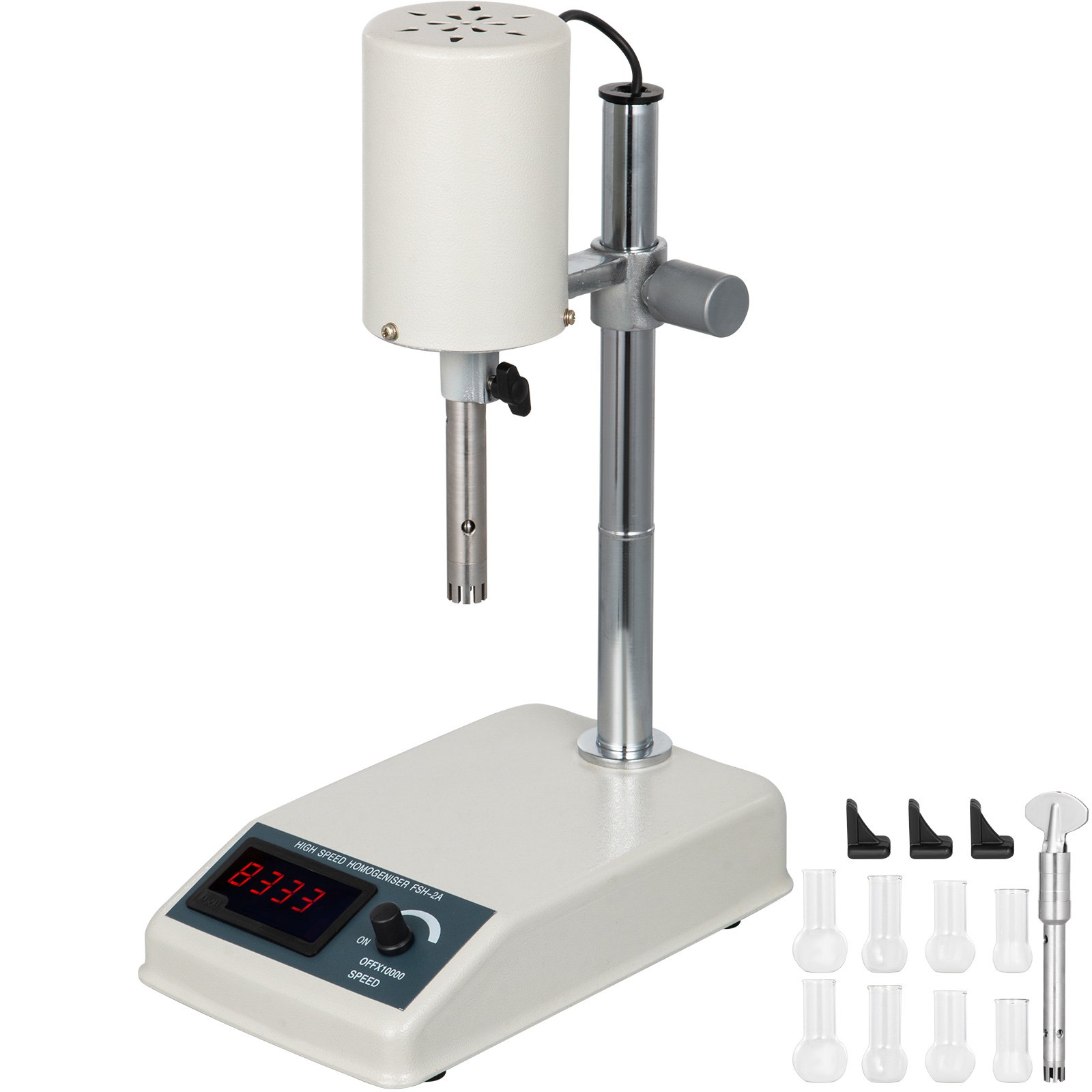 VEVOR Homogeneizador de Alta Velocidad, 1000ML Dispersor de Alta Velocidad Ajustable, FSH-2A Homogeneizador Industrial,  22000RPM Mezclador Mecánico de Laboratorio
