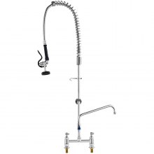 VEVOR Grifo Comercial con Rociador de Preenjuague, 111,76 cm de Altura, 20,32 cm de Centro, Caño Oscilante, Grifo para Fregadero de Cocina para Montaje en Cubierta, Dispositivo Construido en Latón