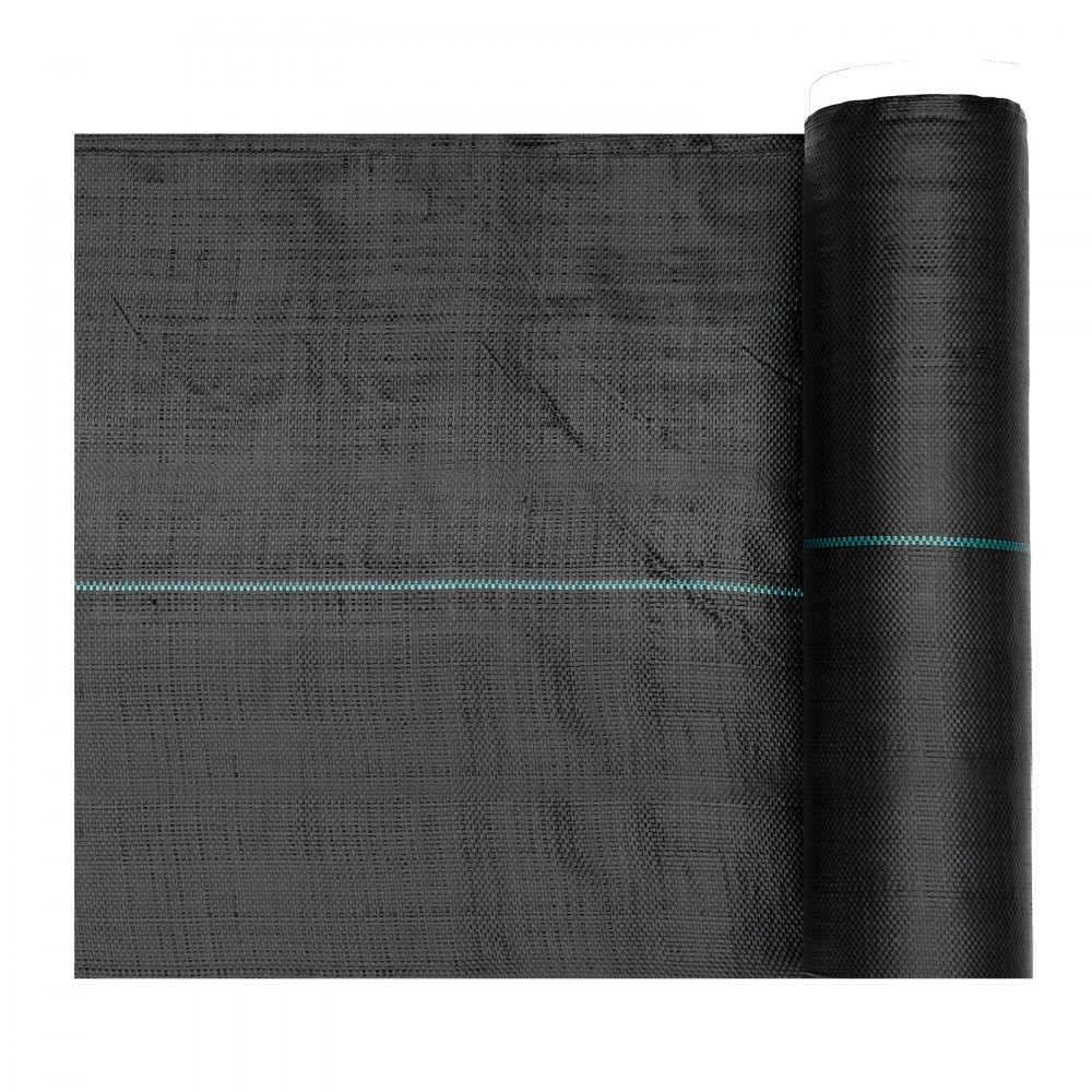 VEVOR Malla Antihierbas 0,4 x 30,5 m, 90 g/m², Tela Geotextil para Control de Maleza Polipropileno Tejido de Alta Densidad para Drenaje, Invernaderos, Jardines, Caminos de Grava, Ventilación, Exterior