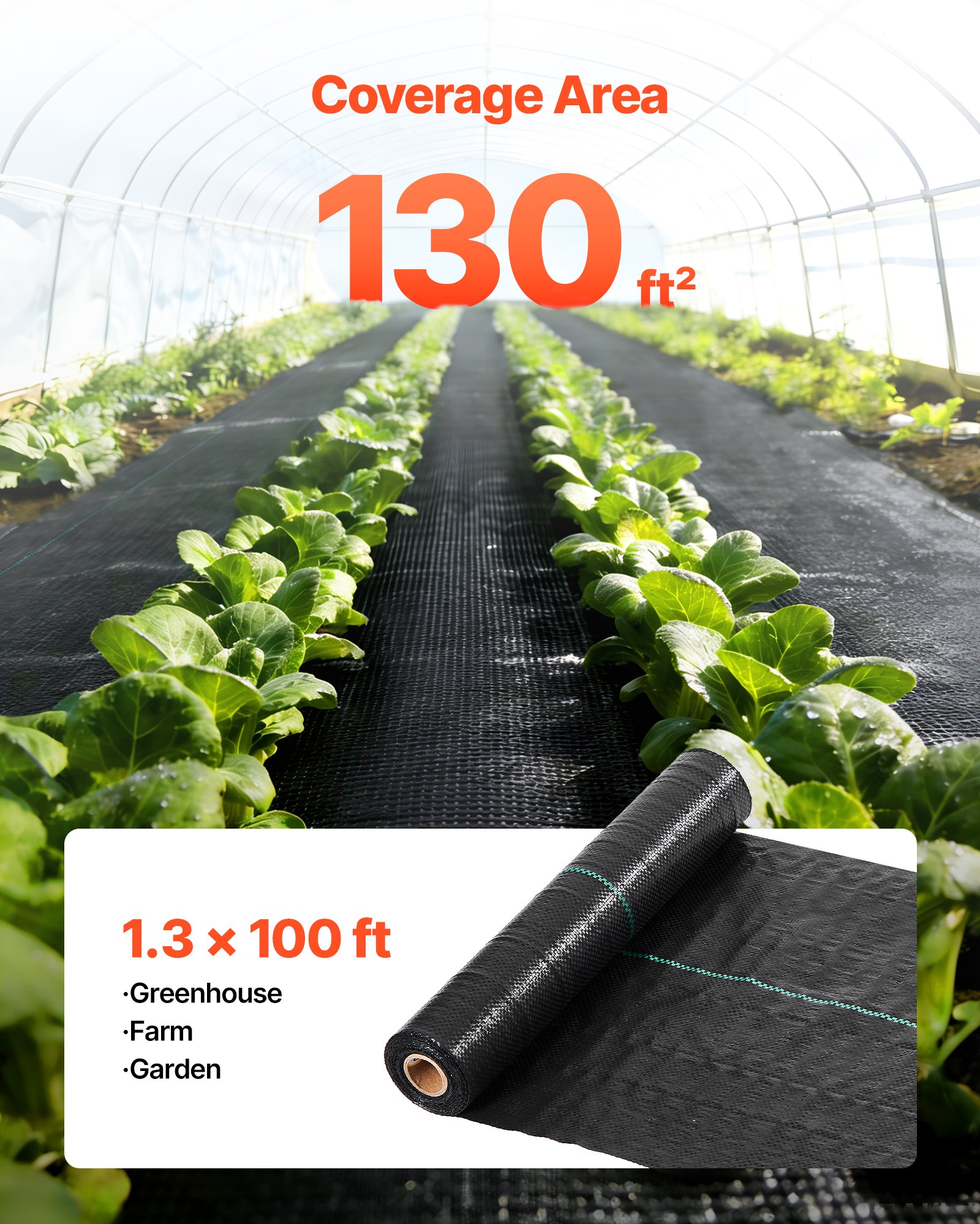 VEVOR Malla Antihierbas 0,4 x 30,5 m, 90 g/m², Tela Geotextil para Control de Maleza Polipropileno Tejido de Alta Densidad para Drenaje, Invernaderos, Jardines, Caminos de Grava, Ventilación, Exterior