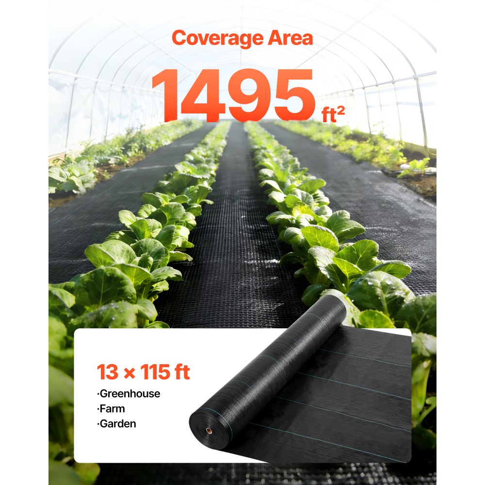 VEVOR Malla Antihierbas 4 x 35,1 m, 100 g/m², Tela Geotextil para Control de Maleza Polipropileno Tejido de Alta Densidad para Exterior, Ventilación, Drenaje, Invernaderos, Jardines, Caminos de Grava