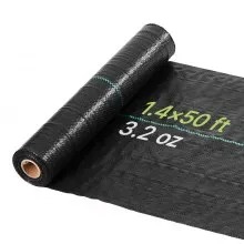 VEVOR Malla Antihierbas 0,4 x 15,2 m, 90 g/m², Tela Geotextil para Control de Maleza Polipropileno Tejido de Alta Densidad para Ventilación, Invernaderos, Drenaje, Jardines, Exterior, Caminos de Grava