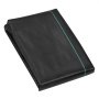 Tejido protector contra malas hierbas VEVOR negro plegado con una línea cosida en verde, ideal para uso en jardines y paisajismo.