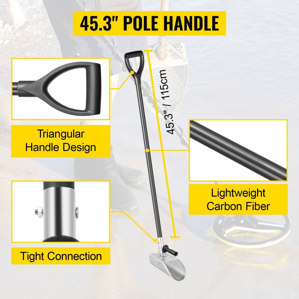 VEVOR Detector de metales, pala de arena Detección de pala de caza con mango