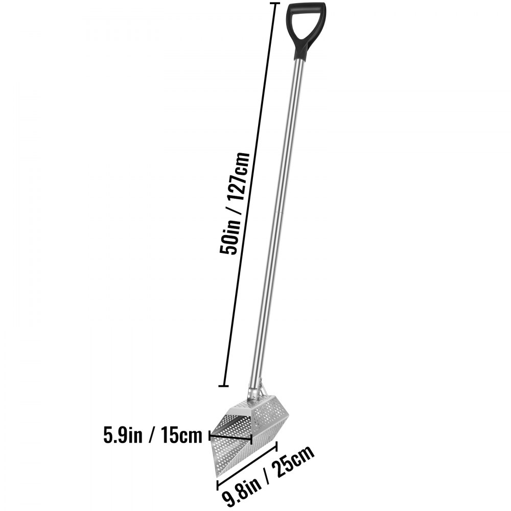 VEVOR Kit de Pala de Arena para Detección de Metales 15x25cm Detector de Metales de Acero Inoxidable Agujero 10mm Pala para Arena con Detector de Metales para Recoger y Cribar Pequeñas Cosas Valiosas