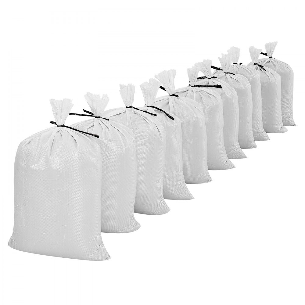 VEVOR Sacos de Arena Vacíos, con Cintas, Carga de 22,6 kg, de Polipropileno Tejido, Resistentes al Desgarro y a los Rayos UV para Barreras de Protección contra Inundaciones, 400 x 660 mm, 50 uds
