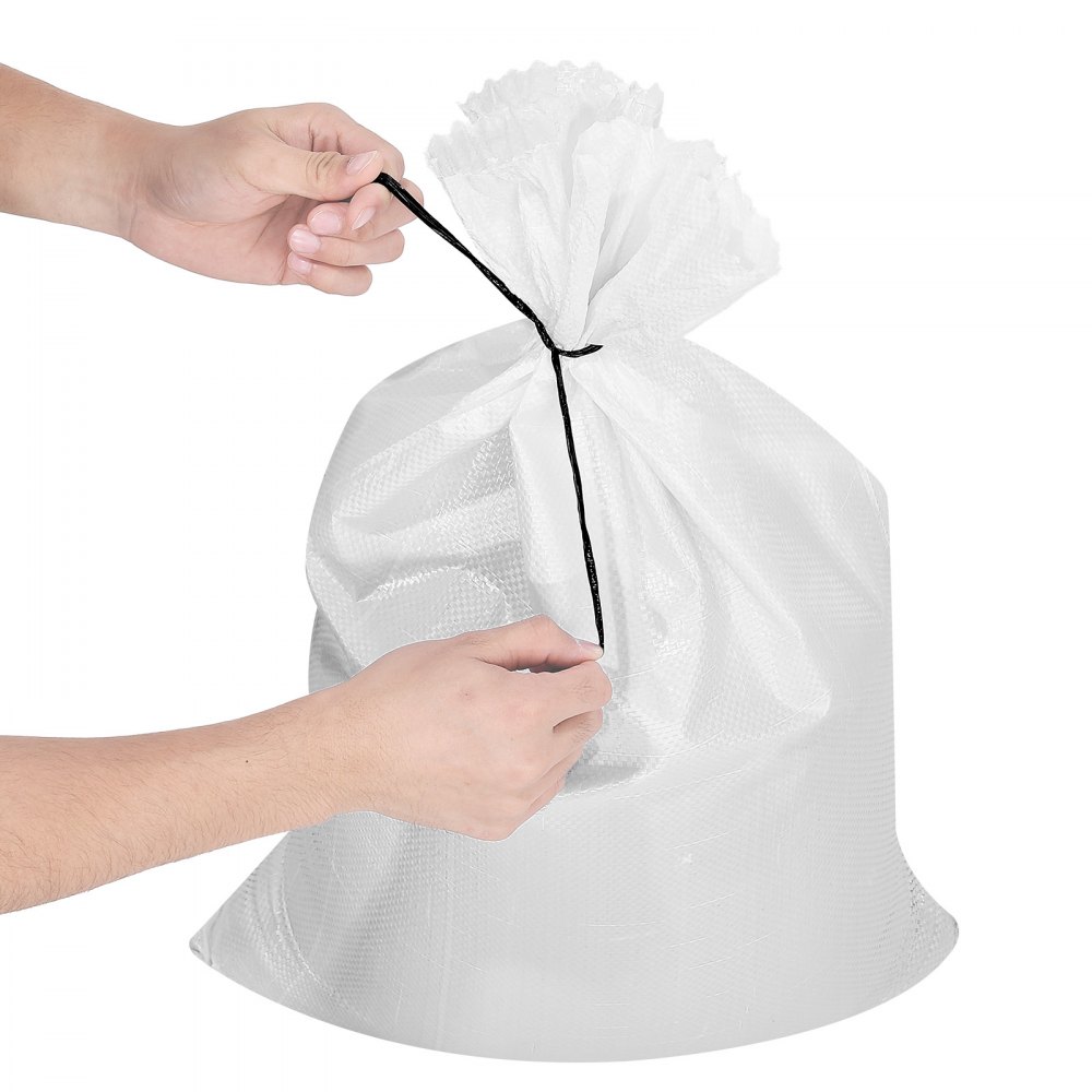 VEVOR Sacos de Arena Vacíos, con Cintas, Carga de 22,6 kg, de Polipropileno Tejido, Resistentes al Desgarro y a los Rayos UV para Barreras de Protección contra Inundaciones, 400 x 660 mm, 50 uds