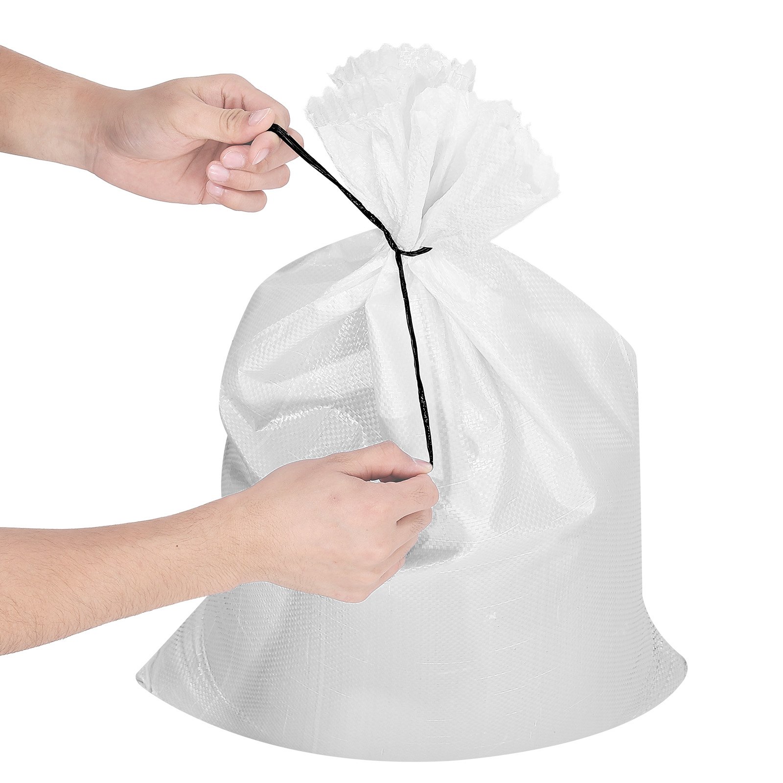 VEVOR Sacos de Arena Vacíos, con Cintas, Carga de 22,6 kg, de Polipropileno Tejido, Resistentes al Desgarro y a los Rayos UV para Barreras de Protección contra Inundaciones, 400 x 660 mm, 50 uds