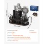VEVOR Juego de Coctelera Acero Inoxidable con Soporte de Bambú, Cuchara Mezcladora, Mortero, Medidores, Colador, Vertedor de Licor, Pinza para Hielo, Sacacorchos,305 x 130 x 245 mm, Negro y Plata