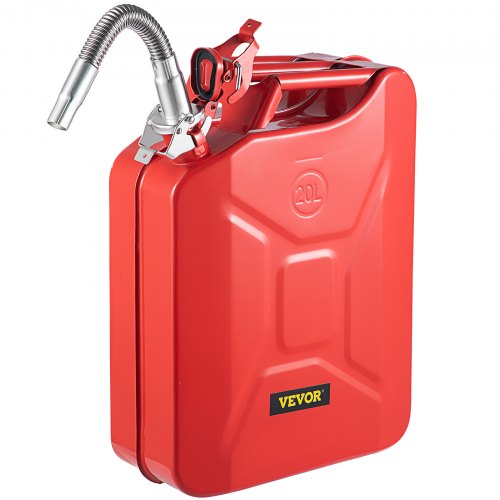 VEVOR Bidón de Combustible de 20 L, Bidón Portátil con Sistema de Pico Flexible, Tanque de Combustible de Acero Inoxidable y Resistente al Calor para Autos, Camiones, Equipos, Color Rojo