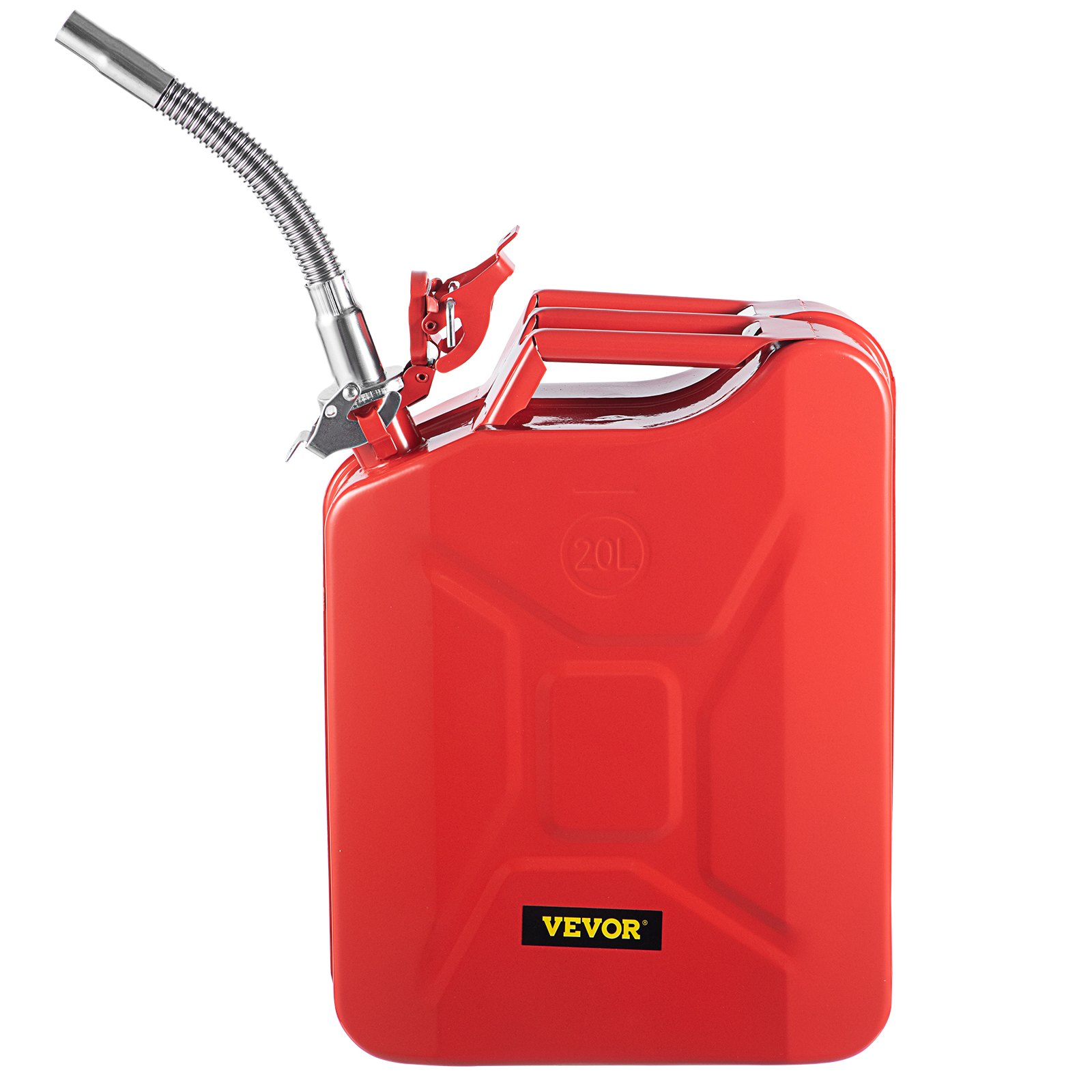 VEVOR Bidón de Combustible de 20 L, Bidón Portátil con Sistema de Pico Flexible, Tanque de Combustible de Acero Inoxidable y Resistente al Calor para Autos, Camiones, Equipos, Color Rojo