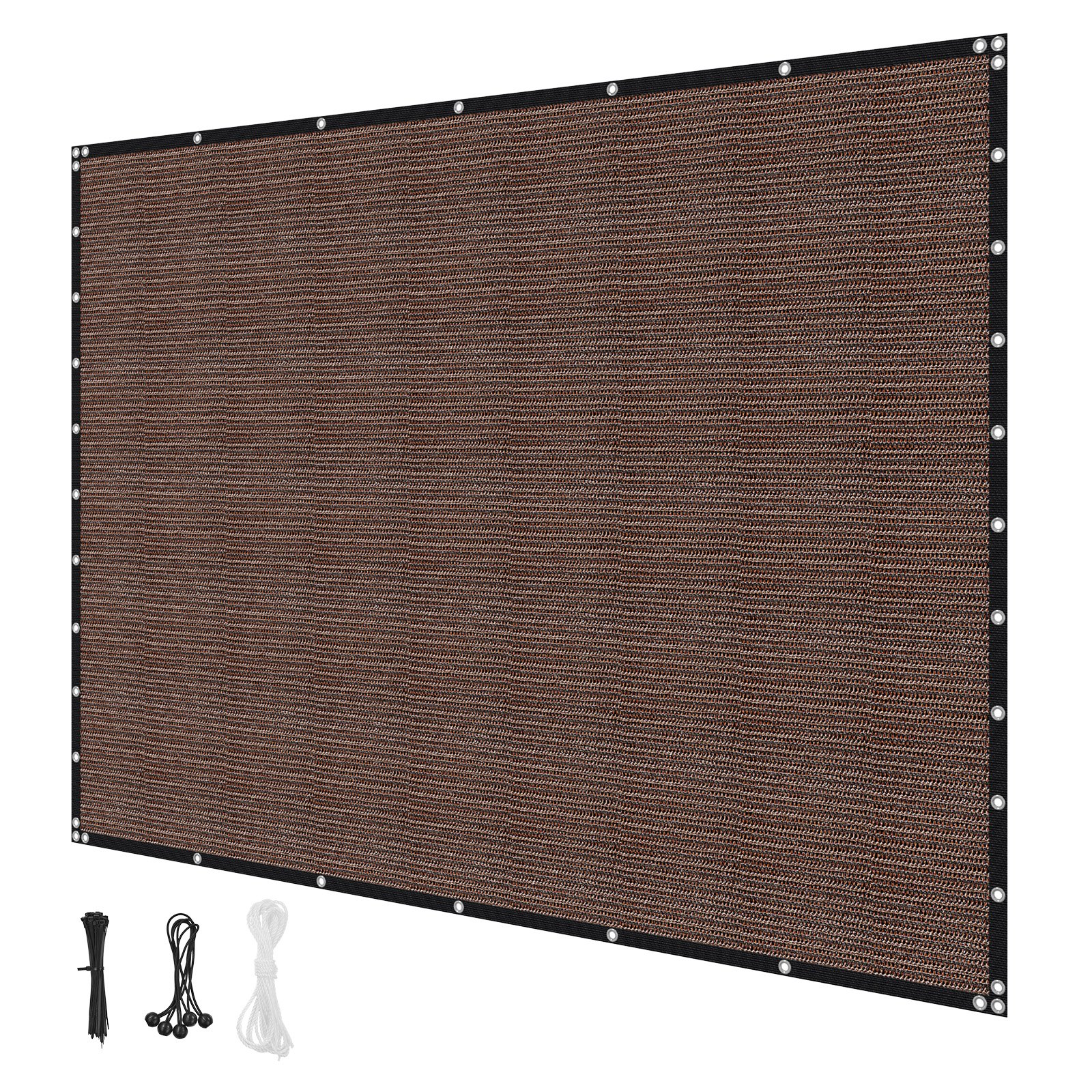 VEVOR Toldo de Sombra 305 x 366 cm Tela Parasol con Ojales de Acero Inoxidable Red de Sombreado HDPE 140 g/m² Tejido de Protección con 30 Bridas para Exteriores, Patios, Jardines, Terrazas, Marrón
