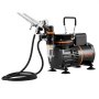 VEVOR Kit de Aerógrafo Compresor de Aire de Doble Ventilador Sistema de Aerógrafo Profesional con 3 Pistolas Soporte Rueda de Mezcla de Colores para Decoración de Uñas, Cocina, Maquillaje