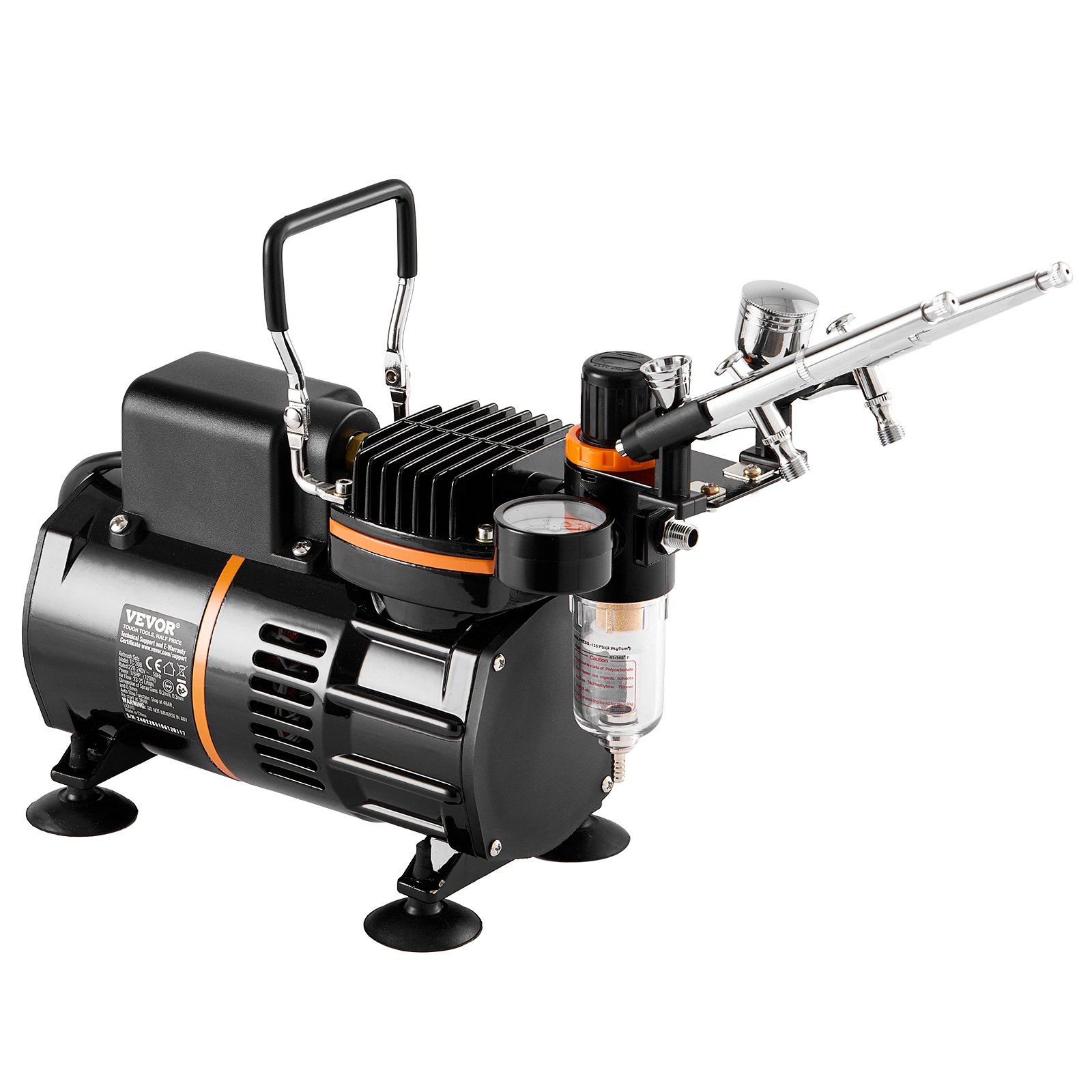 VEVOR Kit de Aerógrafo Compresor de Aire de Doble Ventilador Sistema de Aerógrafo Profesional con 3 Pistolas Soporte Rueda de Mezcla de Colores para Decoración de Uñas, Cocina, Maquillaje