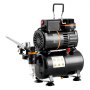 VEVOR Kit de Aerógrafo Profesional Pistola Pulverizadora 0,3mm Compresor de Aire de Doble Ventilador con Tanque de Almacenamiento de Aire 3,5L Soporte Cepillos de Limpieza para Arte de Uñas Maquillaje
