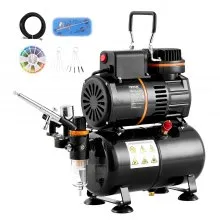 VEVOR Kit de Aerógrafo Profesional Pistola Pulverizadora 0,3mm Compresor de Aire de Doble Ventilador con Tanque de Almacenamiento de Aire 3,5L Soporte Cepillos de Limpieza para Arte de Uñas Maquillaje