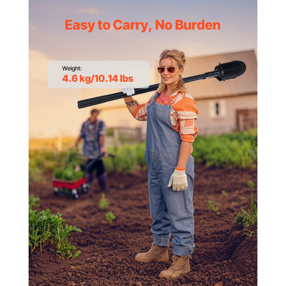 VEVOR Excavadora de Agujeros Manual para Postes Resistente con Mango de Fibra de Vidrio de 1460 mm, Marcas de Escala y Hoja de Metal, Herramienta para Excavar Agujeros para Jardinería y Exteriores