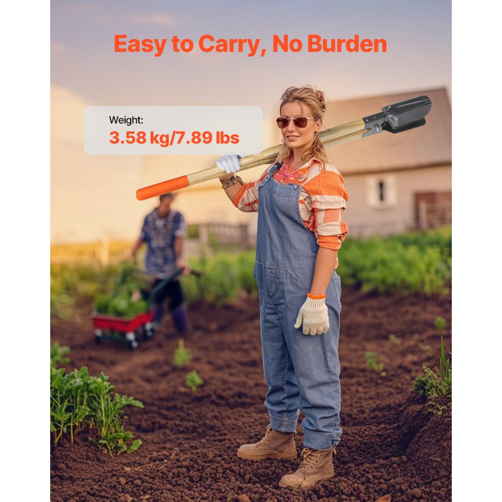 VEVOR Excavadora de Agujeros Manual para Postes Resistente con Mango de Madera de 1460 mm, Marcas de Escala y Hoja de Metal, Herramienta para Excavar Agujeros para Trabajo de Jardinería Al Aire Libre