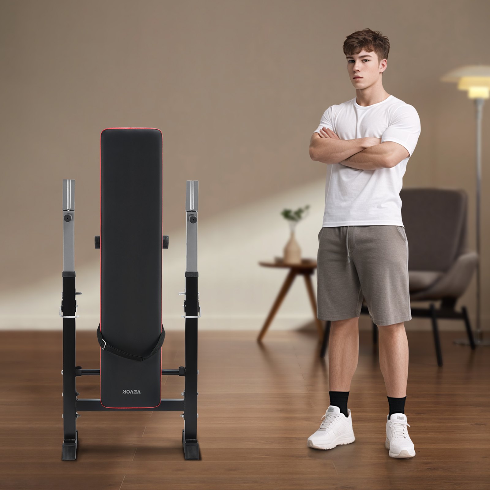 VEVOR Banco de Pesas Ajustable para Entrenamiento, Banco de Ejercicios de 181 kg para Entrenamiento de Fuerza en el Gimnasio en Casa, Banco de Pesas con Plegado y Ajuste Rápido, 1180 x 550 x 1100 mm