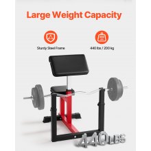 VEVOR Banco de Curl Predicador Ajustable para Gimnasio en Casa Negro + Rojo