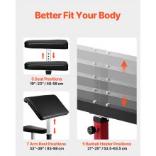 VEVOR Banco de Curl Predicador Ajustable para Gimnasio en Casa Acero al Carbono