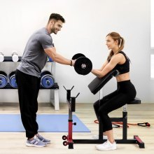 VEVOR Banco de Curl Predicador Ajustable para Gimnasio en Casa Acero al Carbono