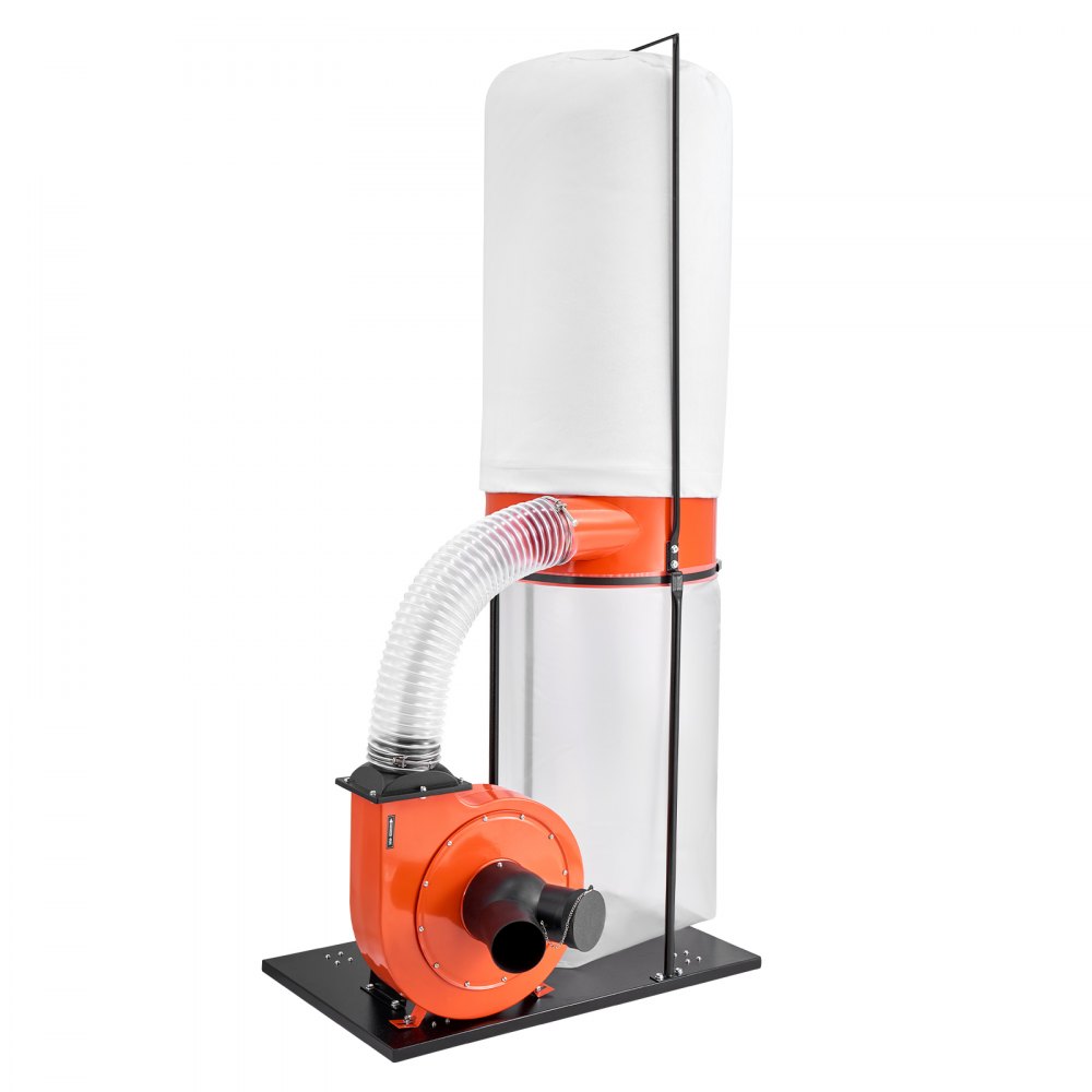 VEVOR Extractor de Polvo, 1868,91 m³/h, 2,5 Micras, Sistema de Recolección de Serrín de 1,5 HP con Bolsa de Polvo de 132,5 L y Bolsa de Filtro de 159 L, para Extracción de Virutas y Carpintería