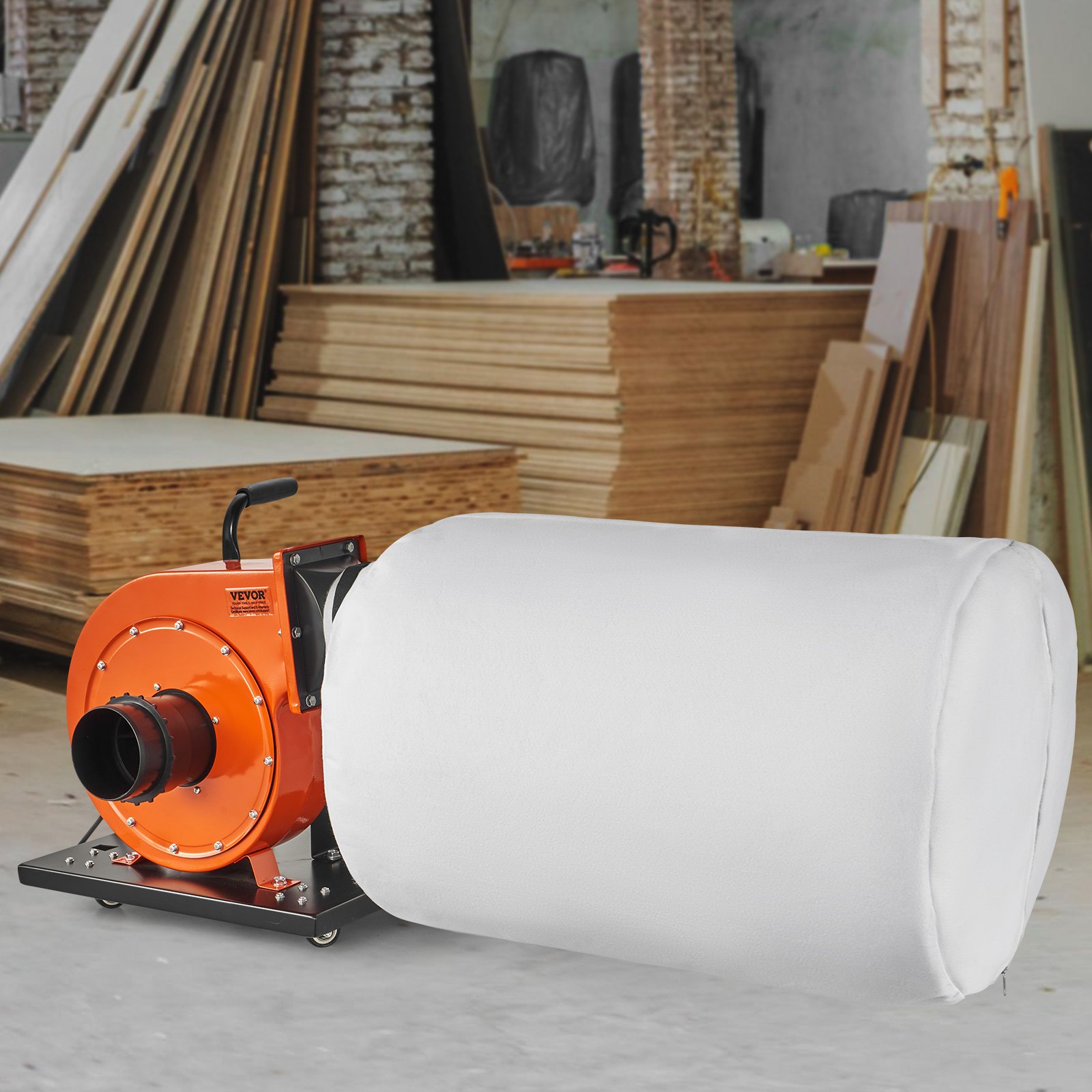 VEVOR Colector de polvo, flujo de aire de 1HP 460 CFM, bolsa de recolección de polvo de 80 L, filtración de bolsa de 2,5 μm, contenedor de polvo de madera móvil para taller industrial con asa y ruedas